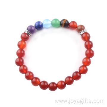 Natural Semi Precious Stone Red Agate Carnelian Bead Colorful 8MM Stones Bracelet